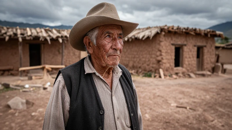 Campesino anciano en desolado pueblo mexicano