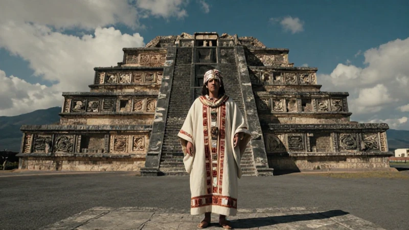 Cuicuilco: La Fascinante Cultura de su Zona Arqueológica 23 Sacerdote mesoamericano ante pirámide de Cuicuilco