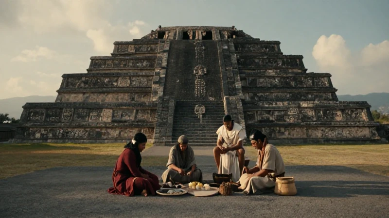 Cuicuilco: La Fascinante Cultura de su Zona Arqueológica 19 Cuicuilco: gente comerciando junto a su pirámide antigua