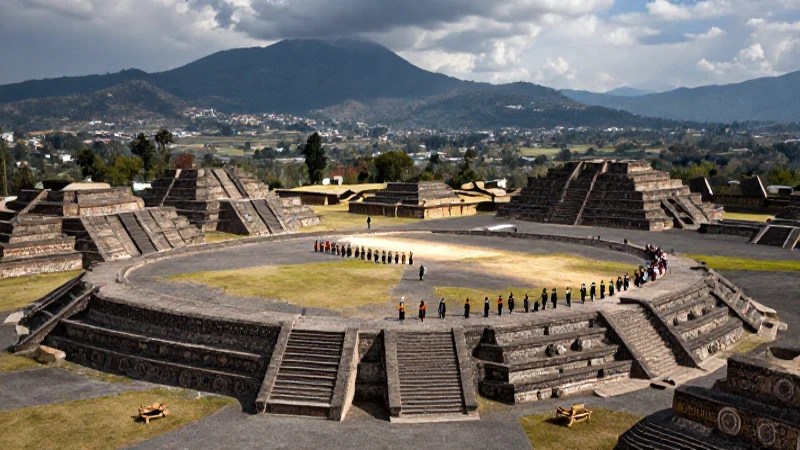 Cuicuilco: La Fascinante Cultura de su Zona Arqueológica 18 Plataforma de Cuicuilco con luz dramática en el Valle de México