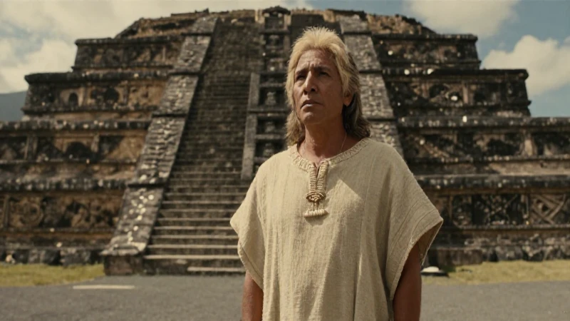 Cuicuilco: La Fascinante Cultura de su Zona Arqueológica 21 Sacerdote mesoamericano frente a pirámide de Cuicuilco