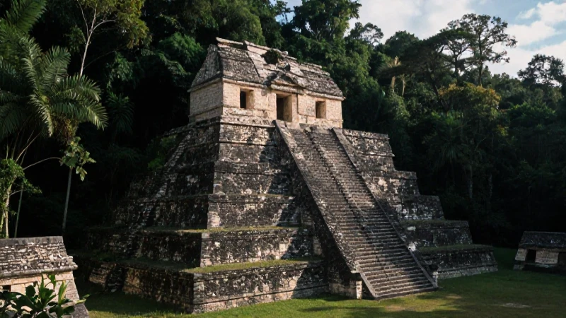 Templo Maya antiguo, cubierto por selva