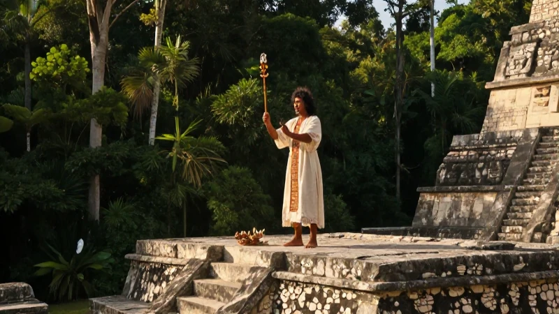 Sacerdote maya realiza un ritual en Palenque