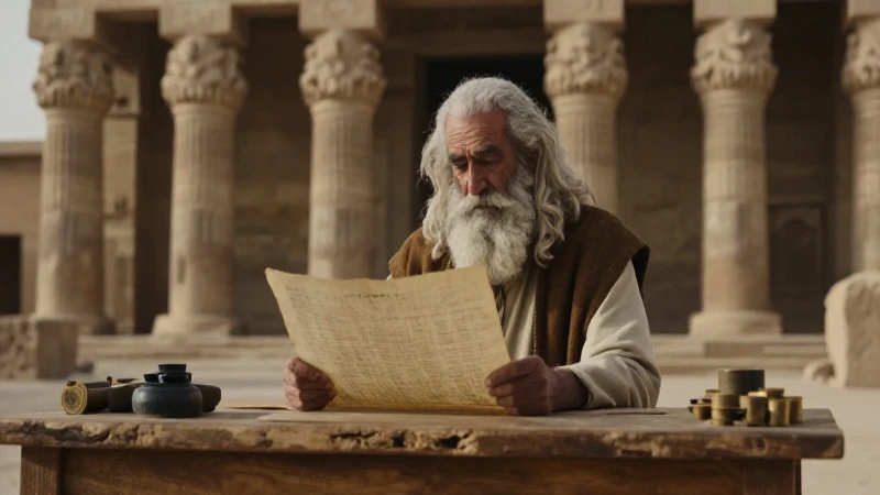 Escribiendo un pergamino en un templo antiguo