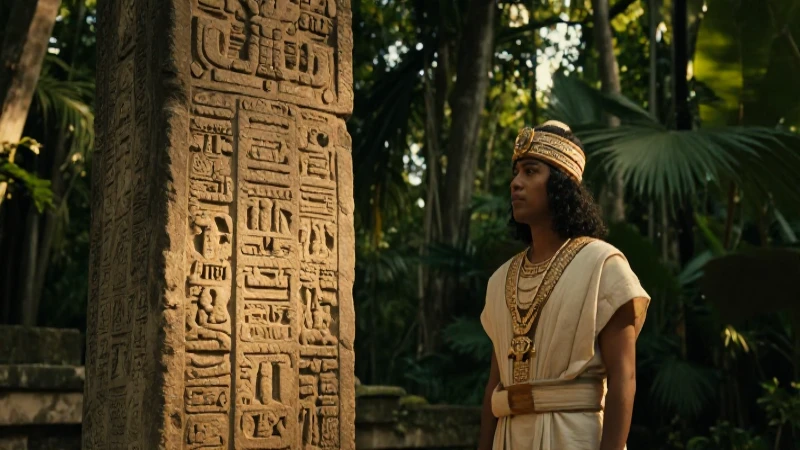 Escena maya ceremonial en selva dorada