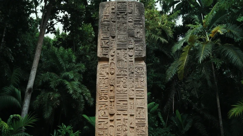 Impresionante estela Maya en la selva densa