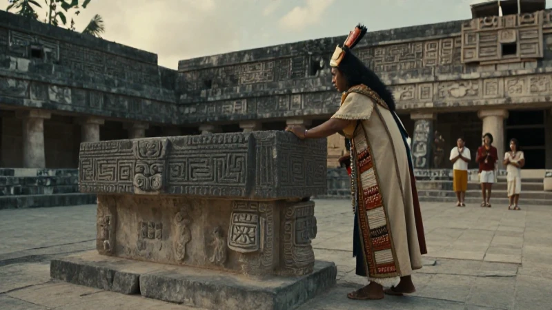 Gobernante mesoamericano en ritual ceremonial
