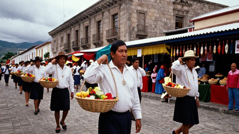 Festividades y Gastronomía: Un Viaje por la Cultura Mexicana 33 Indígenas en procesión colonial vibrante