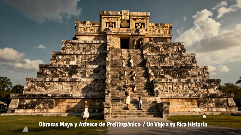 Sacerdote mesoamericano rinde tributos frente a pirámides