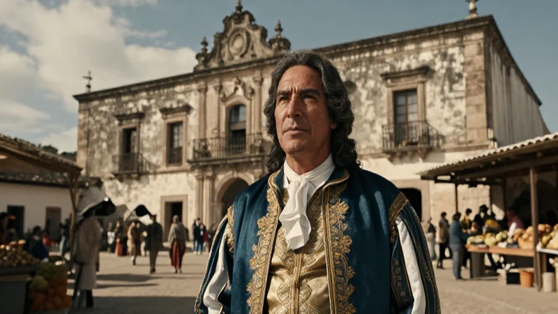 Noble mestizo en hacienda colonial histórica