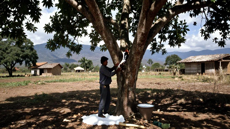 Trabajador artesanal recolectando látex de chicle