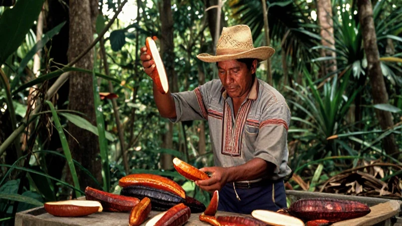 Trabajador mexicano recolectando chicle en la jungla