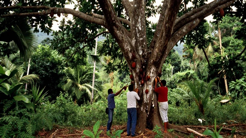 Trabajadores mexicanos recolectan sap en el bosque