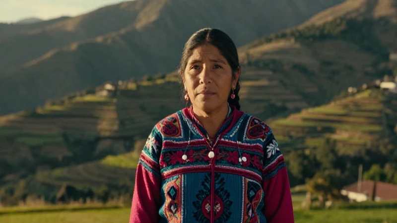 Mujer Huasteca en terrales dorados al atardecer