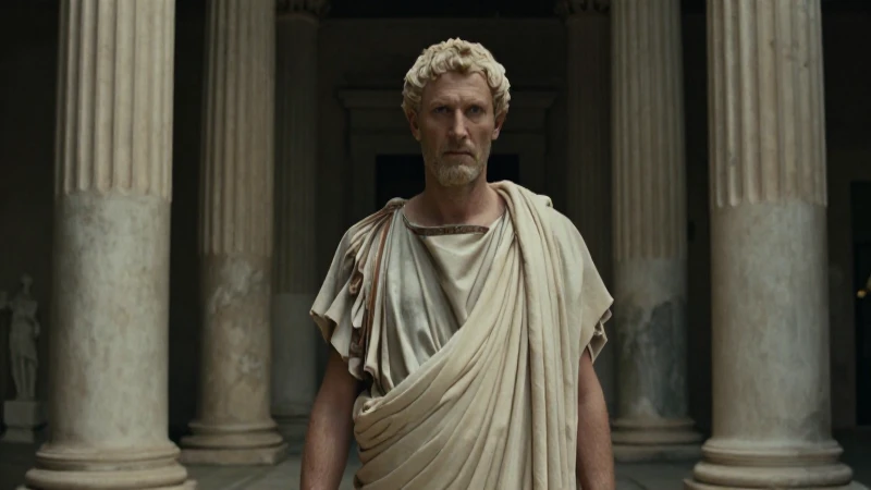 Definición de Estoicismo: Historia y Características Clave 4 Filósofo estoico en Roma con estilo documental