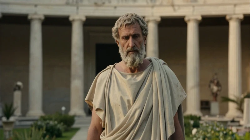 Definición de Estoicismo: Historia y Características Clave 3 Filósofo romano estoico en jardín clásico