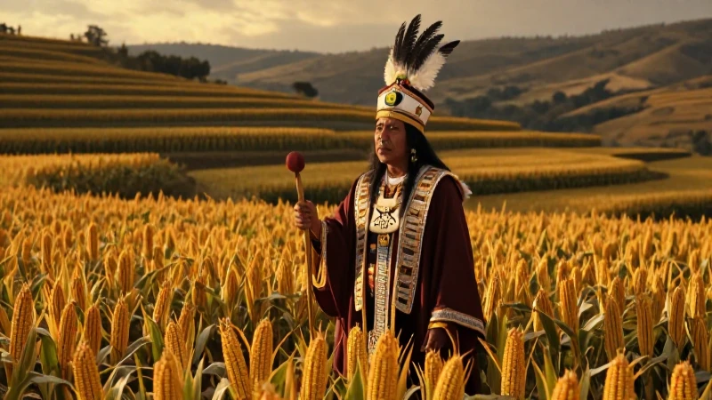 Sacerdote nahua en maíz y plumas