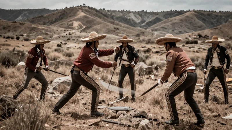Soldados mexicanos luchando en el terreno de Otumba