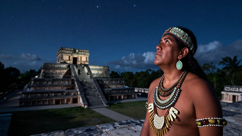Astrónomo Mixteco observa el cielo en templo antiguo
