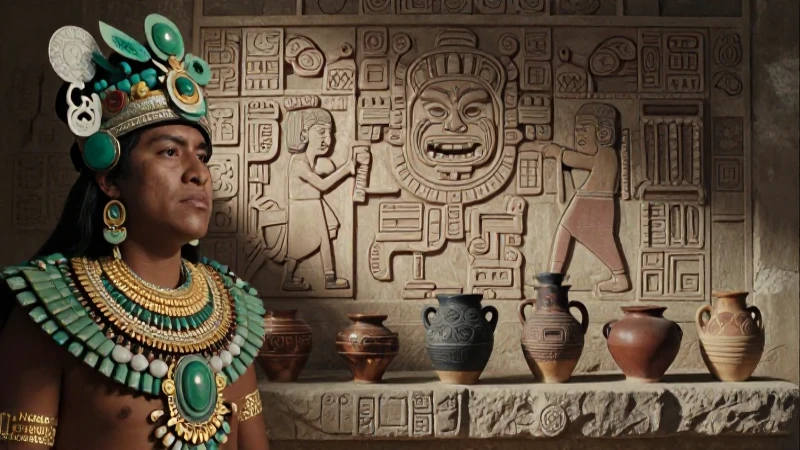 Noble Mixteca con joyas de oro y jade