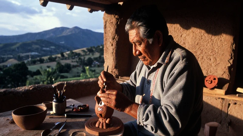 Dibujos de los huastecos: Artesanía huasteca en su esencia 28 Maestro Huasteca pinta figura con arte tradicional