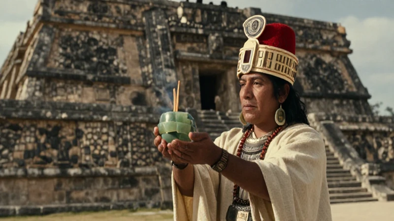 Sacerdote zapoteco ofrece jade en Monte Albán