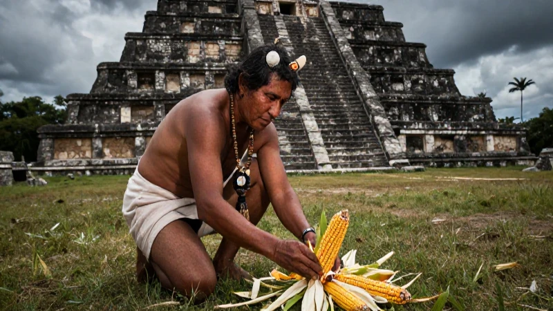 Sacerdote zapoteco cultiva en antiguo templo