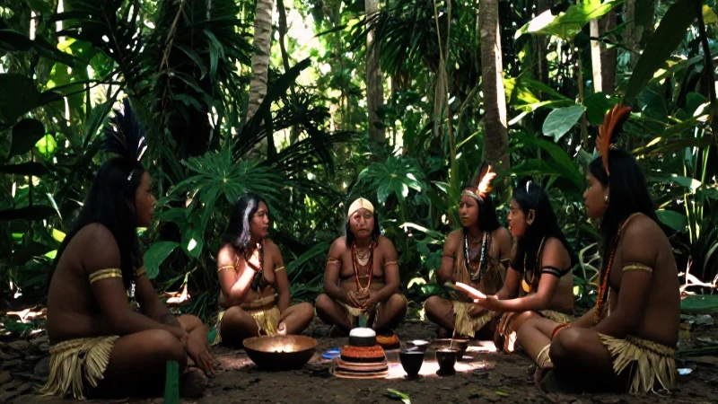Ritual indígena en la selva amazónica