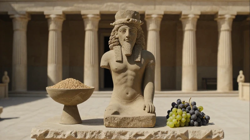Cuáles son los mitos y simbolismos del dios de la fertilidad 2 Escultura antigua y ofrenda en patio histórico