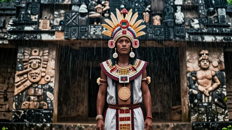 Cuáles son los símbolos y significados del dios de la lluvia zapoteca 16 Sacerdote zapoteca bajo dramática lluvia histórica