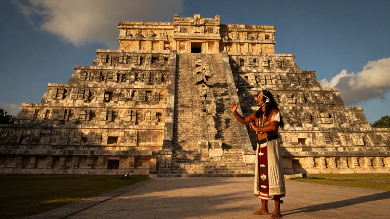 Sacerdote maya en ritual solar