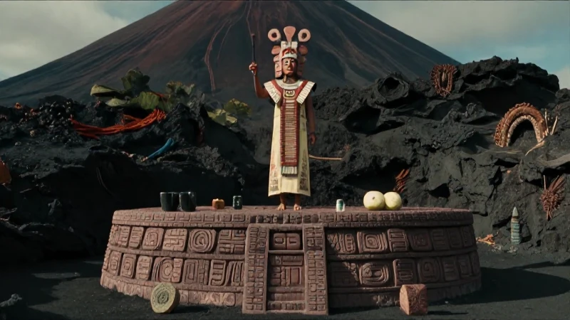 Tlaltecuhtli en altar mesoamericano con realismo cinematográfico