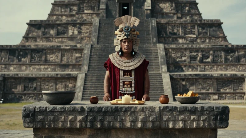 Qué legado y significado tiene Xipe Tótec en la historia mexica 38 Sacerdote mexica ritual frente a altar de sacrificio