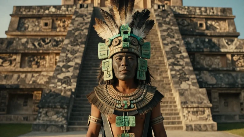 Qué legado y significado tiene Xipe Tótec en la historia mexica 39 Retrato realista de Xipe Tótec en un templo azteca