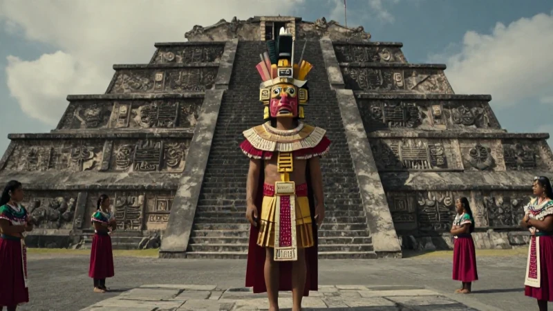 Qué legado y significado tiene Xipe Tótec en la historia mexica 37 Sacerdote Mexica ceremonial ante la gran pirámide