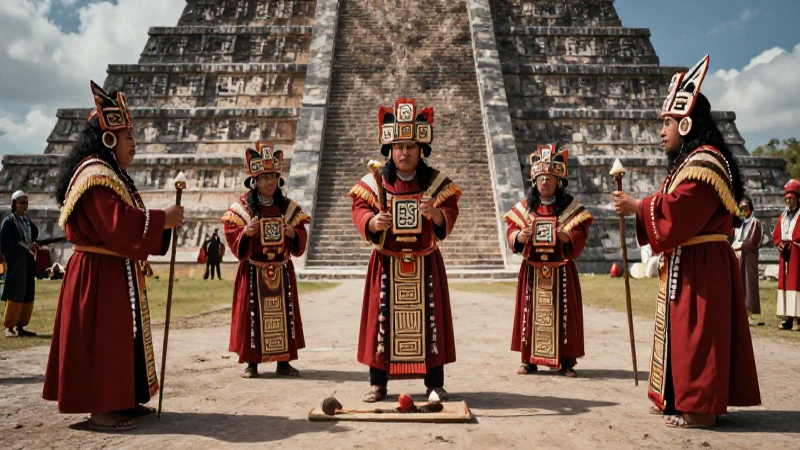 Sacerdotes nahua realizan ritual en pirámide antigua