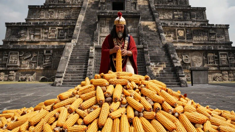 Centéotl: El Dios del Maíz Azteca y su Importancia Cultural 30 Sacerdote azteca en ritual de maíz con ofrendas doradas