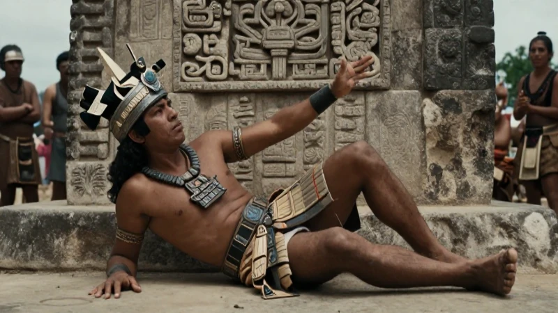 Guerrero azteca en ritual sacrificial