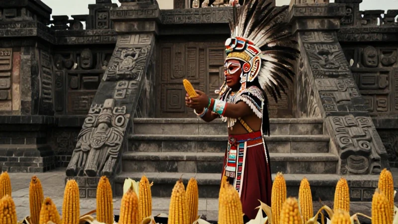 Tonatiuh, dios de la cosecha, ofrece tributos en México
