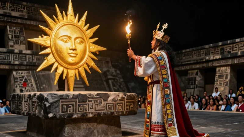 Sacerdote azteca rinde culto al dios del sol