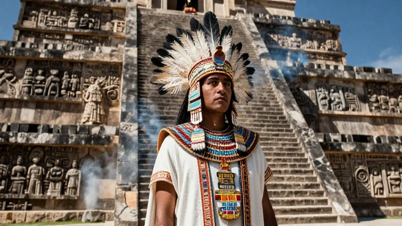 Sacerdote azteca en el Templo Mayor
