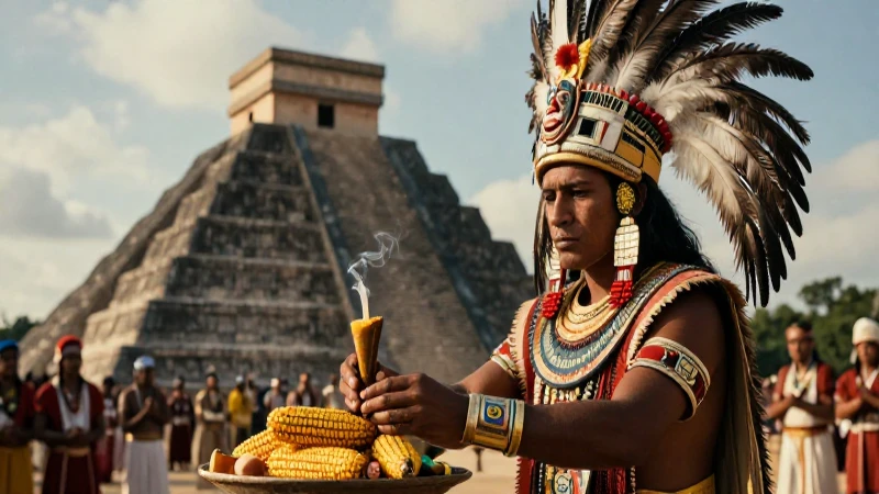 Sacerdote azteca en ritual histórico