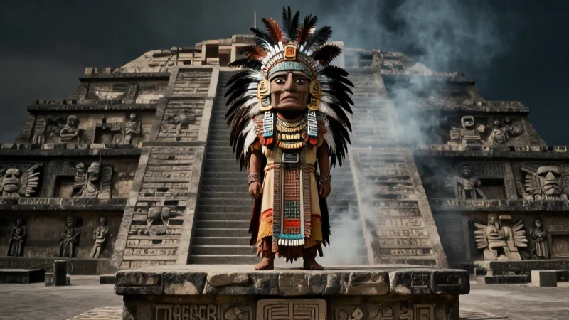 Xipe Totec en el altar azteca con vestimentas