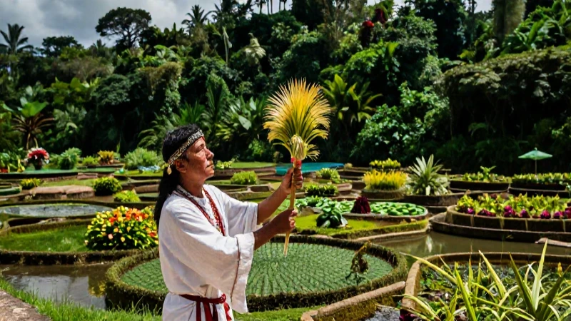 Sacerdote azteca ofrece tributos a la naturaleza