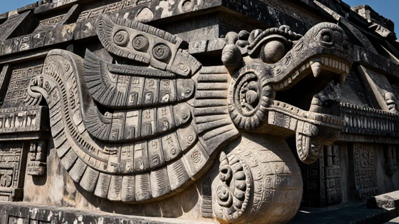 Serpiente emplumada en ruinas de Teotihuacán