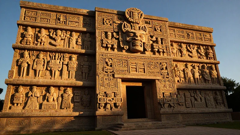 Noble Tolteca en palacio de piedra dorado
