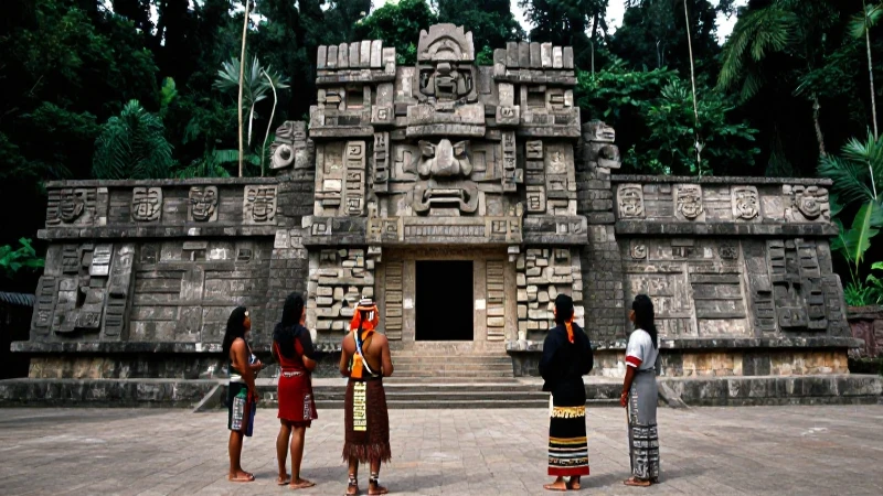 Majestuoso palacio Tolteca rodeado de selva