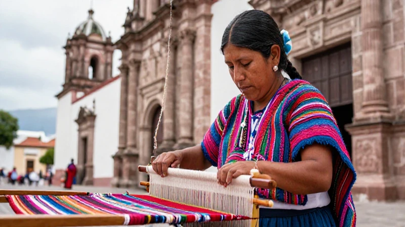 Mujer zapoteca tejiendo en Ejutla