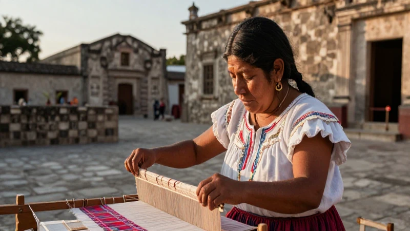 Zapoteca teje en antiguo pueblo de Ejutla