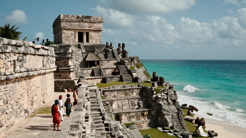 El Castillo Tulum: Maravilla Histórica frente al Caribe 35 Ruinas mayas en el Caribe bajo luz natural